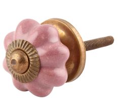 Solid Lavender Small Ceramic Melon Drawer Knob